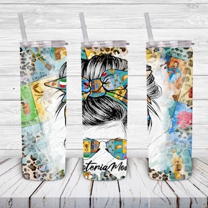 Mexican Tumbler Designs, 20oz Skinny Tumbler Wrap, Sublimation Design, Instant Printable Digital Download Tumbler Template, Loteria Game Mom