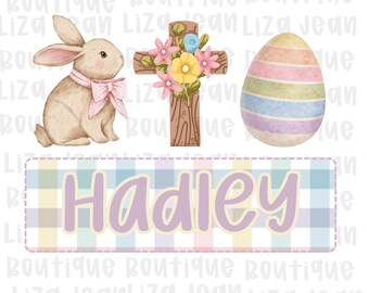 Personalized Easter PNG | Bunny Cross Easter Design | Custom Name Easter PNG | Christian Easter Sublimation Design | Kids Easter PNG