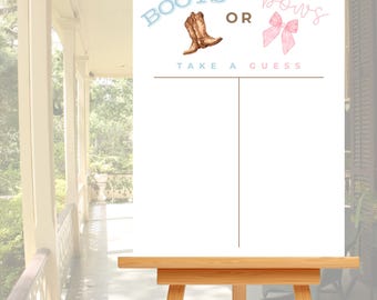 Boots or Bows Gender Reveal Game Printable | Take a Guess Poster Board | Printable