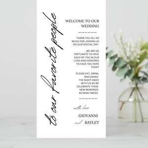 Marque-place minimaliste de remerciement de mariage, table de mariage, serviette de table de remerciement, modèle de remerciement imprimable, modèle de remerciement modifiable