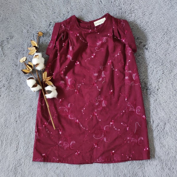 Burgundy embroidered Celeste dress - 3 years old