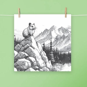 Pika on a Mountain Square Posters