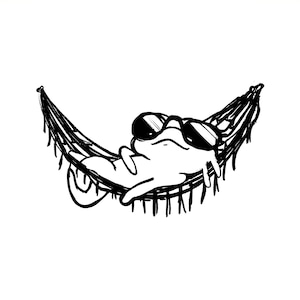 Downloadable Relaxolotl Poster - Relaxed Axolotl in a hammock with sunglasses sketch