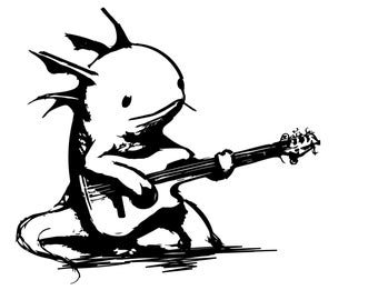 Downloadable Axolotl playing the Guitar poster in multiple sizes