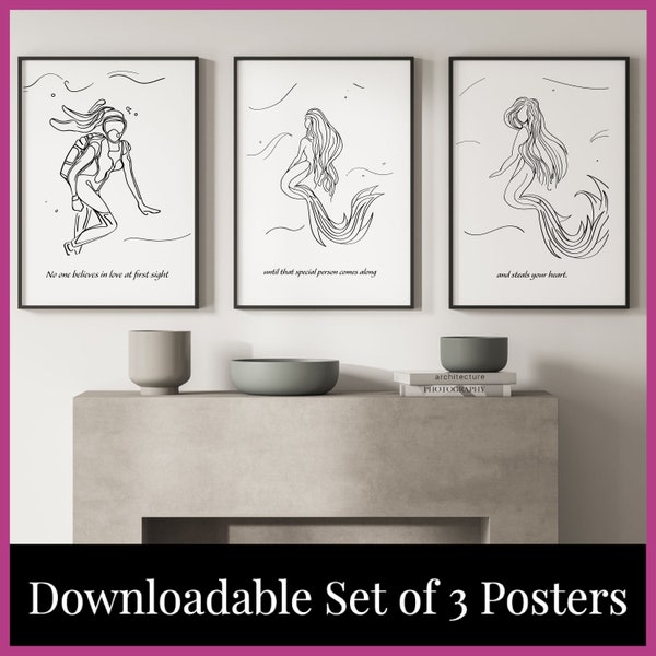 Downloadable: Mermaid and Diver Love at First Sight Posters