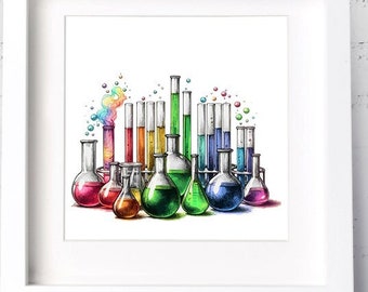 Downloadable | Pride Flasks and Test Tube Sketch Science Posters
