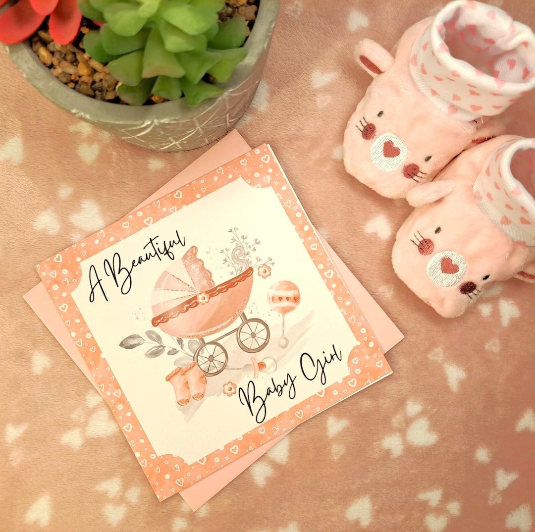 New Baby Girl Card 'A Beautiful Baby Girl', Card for Newborn Baby Girl