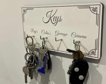 Personalised Key Holder, Key Rack, Key Hook Plaque