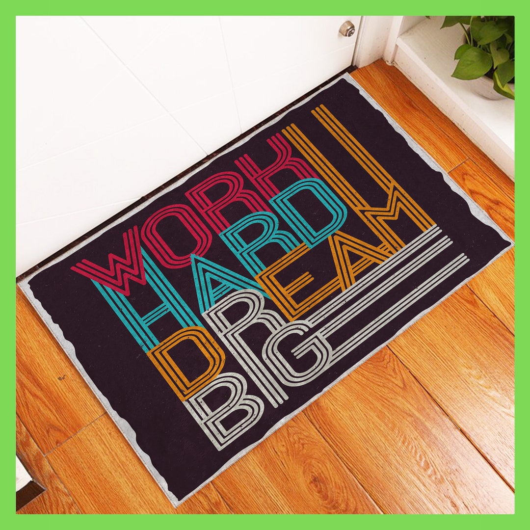Work Hard Dream Big Rug, Motivational Rug, Motivational Decor With Free ...