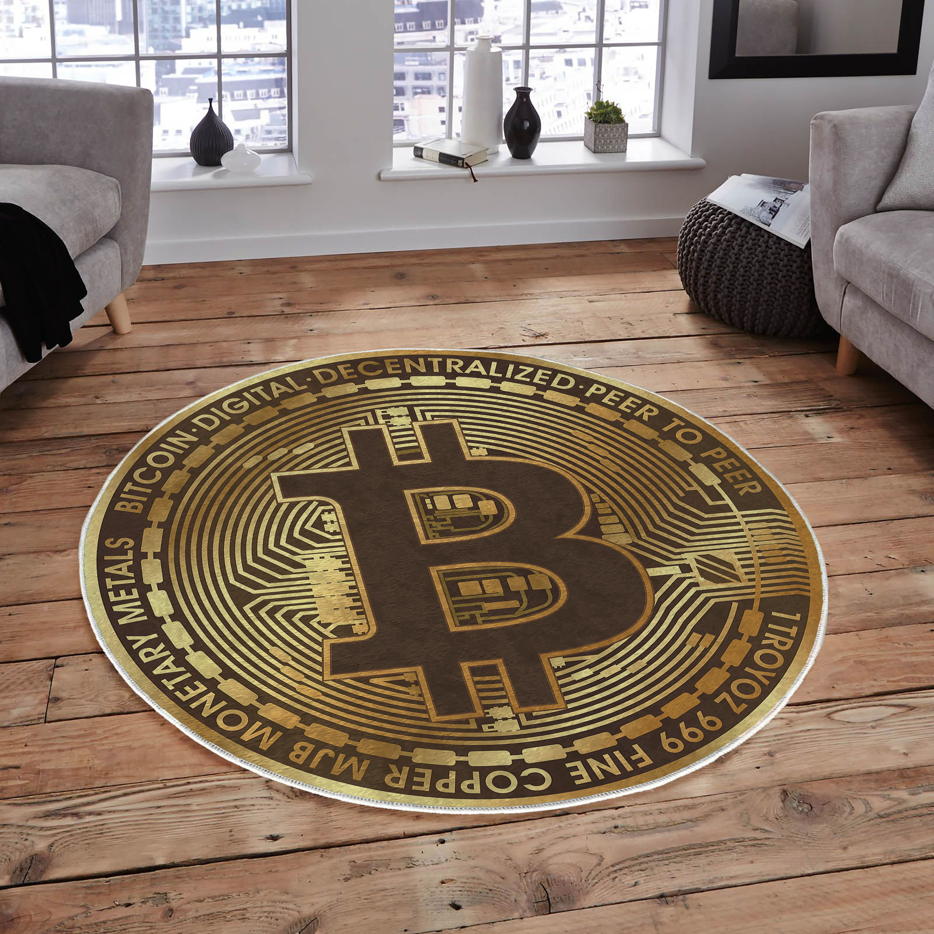 BTC Area Rug, Bitcoin Round Rug - Etsy