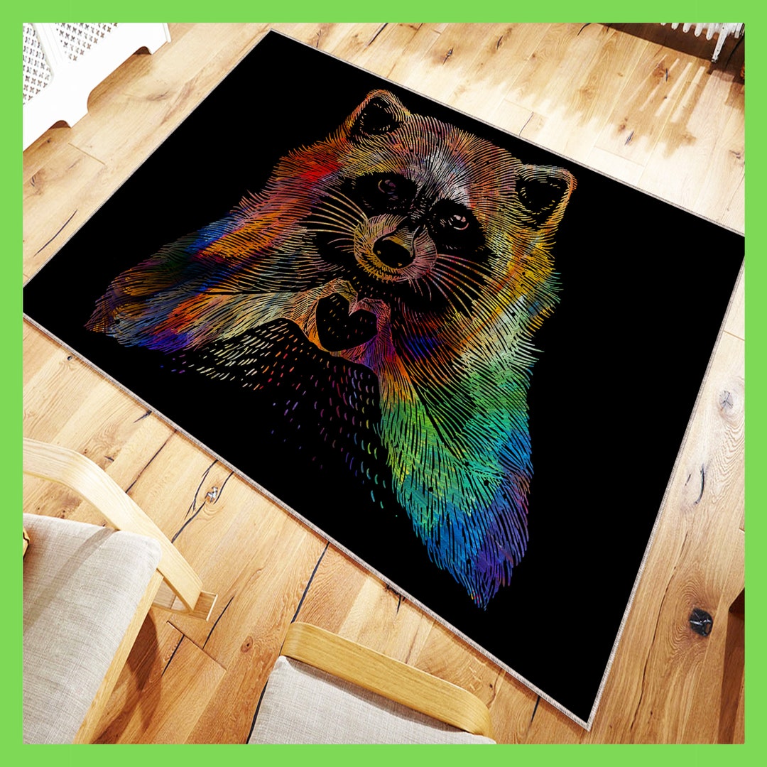Colorful Racoon Rug, Cute Racoon Decoration, Cute Living-room ...