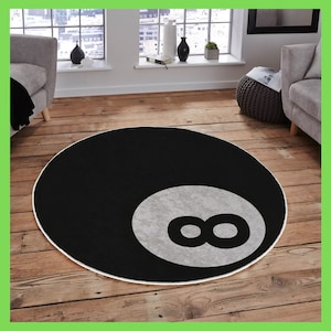 Number 8 Rug 8 Ball Printed Rug, 8 Ball Round Rug, Mens Cave Rug - Etsy