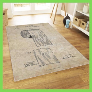 Tappeto brevettato con rotolo di carta igienica, decorazione artistica divertente, tappeto dall'aspetto vintage, simpatico tappeto da soggiorno