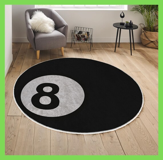 8 Ball Printed Rug, 8 Ball Round Rug, Mens Cave Rug - Etsy
