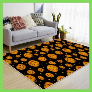 Halloween Pumpkin Rug, pumpkin patterned Rug, Halloween Decoration, Cool Rug