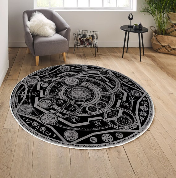Dark Magic Circle Rug, Round Maximalist Area Rug, Gothic Decor - Etsy