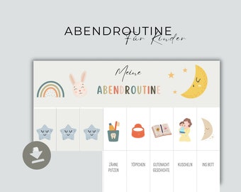 Evening routine for children, routine plan Montessori, toddler routine starter set to print out, daily planner for children, PDF download