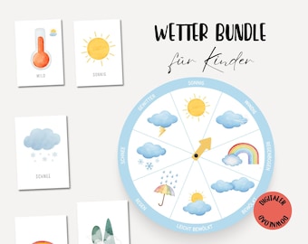 Weather clock crafting Children's weather maps Montessori weather wheel Weather bundle for children's rooms to print Weather poster PDF download
