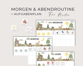 Daily schedule for children, morning and evening routine for children, routine plan, toddler routine set, to print, daily planner, PDF download