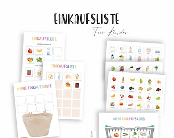 Shopping list for children, shopping list Montessori, learning to shop, shopping planner for children, shopping aid PDF for printing, digital download