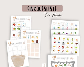 Shopping list for children, shopping list Montessori, learning to shop, shopping planner for children, shopping aid PDF for printing, digital download
