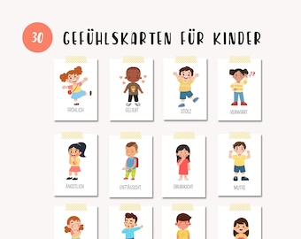 Gefühlskarten Kinder, Gefühle Kinder, Montessori Lernkarten, Emotionskarten, Emotionen verstehen und entwickeln, digitaler Download