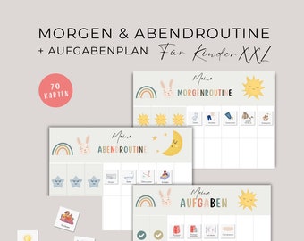 Daily plan for children, morning and evening routine for children, routine plan, toddler routine set, to print out, daily planner, PDF download