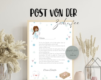 Mall för tandfébrev, belöning för förlorad tand, utskrivbart tandfébrev, gåva från tandfén, PDF-nedladdning