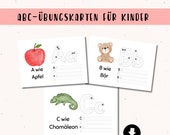 Alphabet schreiben lernen ABC, Buchstaben Karten für Grundschüler, Buchstaben Schwungübung PDF Vorlage Vorschule Arbeitsblatt Kinder Lernen