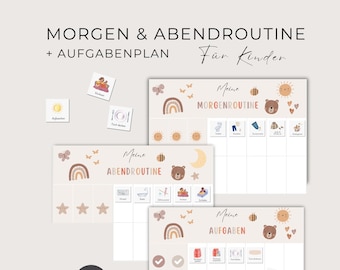 Daily schedule for children, morning and evening routine for children, routine plan, toddler routine set, to print, daily planner, PDF download