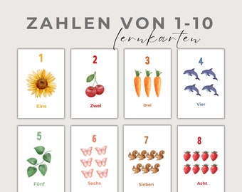 Number cards, learn numbers from 1-10, arouse interest in numbers, PDF download print Montessori,