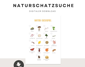 Scavenger hunt forest treasure hunt search game for on the go nature treasure hunt to print out, game idea for children's birthdays