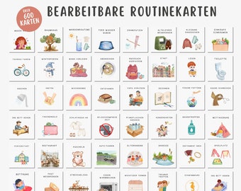 Routine cards children's weekly plan, customizable routine cards editable, Montessori daily plan A4 + A3, PDF immediate download for printing