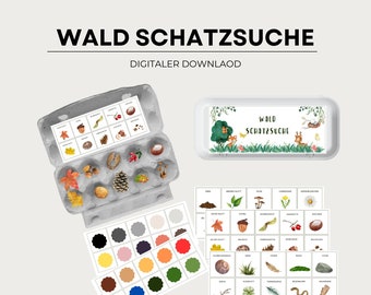 Waldschatzsuche Waldbingo Kinder, Montessori, Schnitzeljagd; Kindergeburtstag spiel PDF download