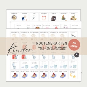 Weekplan voor kinderen, routinekaarten voor kinderen, Montessori A4 + A3, PDF direct downloaden om af te drukken