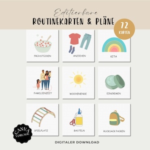 Conjunto de cartões de rotina para crianças, digital, plano semanal, plano diário A3 + A4 infantil Montessori, rotina, download instantâneo em PDF para impressão