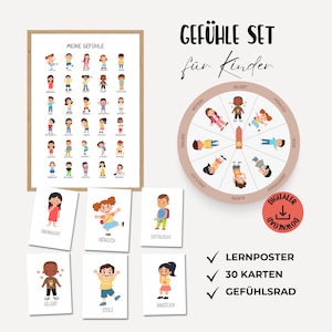 Cartões de sentimentos para crianças, sentimentos para crianças, material de aprendizagem Montessori, conjunto de sentimentos, roda de sentimentos para crianças, cartazes de aprendizagem de sentimentos, download digital
