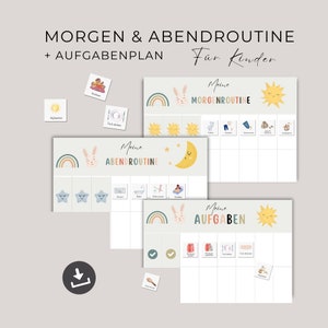 Tagesplan für Kinder, Morgen- Abendroutine für Kinder, Routineplan, Kleinkinder Routine Set, zum Ausdrucken, Tagesplaner, PDF-Download