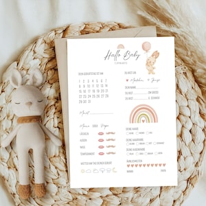 Tarjetas de relleno para juegos de baby shower, juego de adivinanzas y tarjetas de deseos baby shower boho rainbow, para imprimir como descarga digital