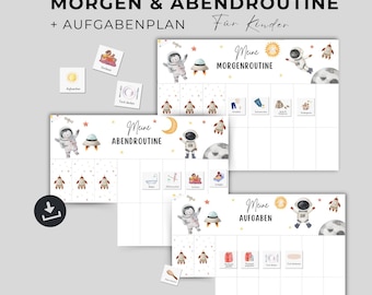 Daily schedule for children, morning and evening routine for children, routine plan, toddler routine set, to print, daily planner, PDF download