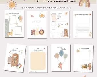 Kindergarten Portfolio, Kita Portfolio Nursery, Templates Portfolio, Folder Back for Children, PDF for printing immediately download