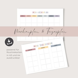 Weekly plan and daily plan children A3, Montessori inspired, weekly plan German pastel colors – Digital PDF download for download