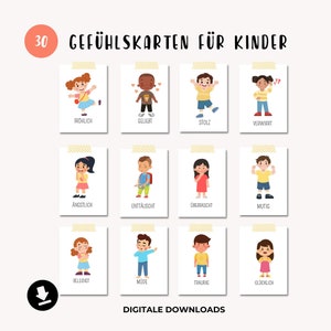 Gefühlskarten Kinder, Gefühle Kinder, Montessori Lernkarten, Emotionskarten, Emotionen verstehen und entwickeln, digitaler Download
