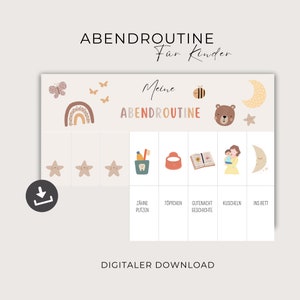 Abendroutine für Kinder, Routineplan Montessori, Kleinkinder Routine Starter-Set zum Ausdrucken, Tagesplaner für Kinder, PDF-Download