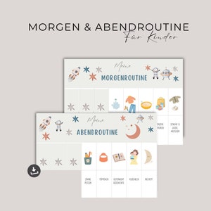 Morgen- Abendroutine für Kinder, Routineplan, Kleinkinder Routine Set, zum Ausdrucken, Tagesplaner, PDF-Download