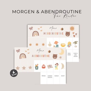 Ochtend- en avondroutine voor kinderen, routineplan, peuterroutineset, om af te drukken, dagelijkse planner, PDF-download