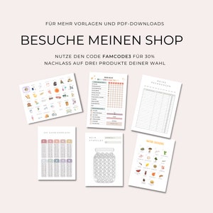 May include: A collection of printable digital planner pages with illustrations of nature, stars, and a jar. The text on the pages includes "Meine Rechnungen", "Mein StarGlas", "Natur-S&uuml;ckspe", and "Ein Kleine Simpleine".