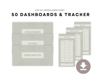 50 Dashboards/Deckblätter + passendem Budget-Tracker für A6 Binder Haushaltsbuch, Umschlagemethode I PDF Download, Finanzplaner