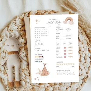 Boho-Blumen Windel-Tombola Spiel Für Babyparty – Mit 50 Karten & Schild, Süße Dekoration & Gewinnspiel
