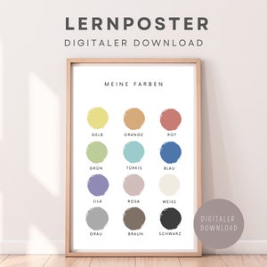 Colores de carteles, aprender colores, cartel de aprendizaje Montessori para la habitación de los niños, descarga digital